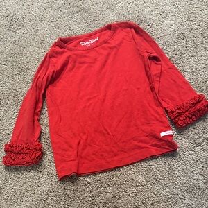 Ruffle Butts Red Long Sleeve Tee with Ruffle Cuffs